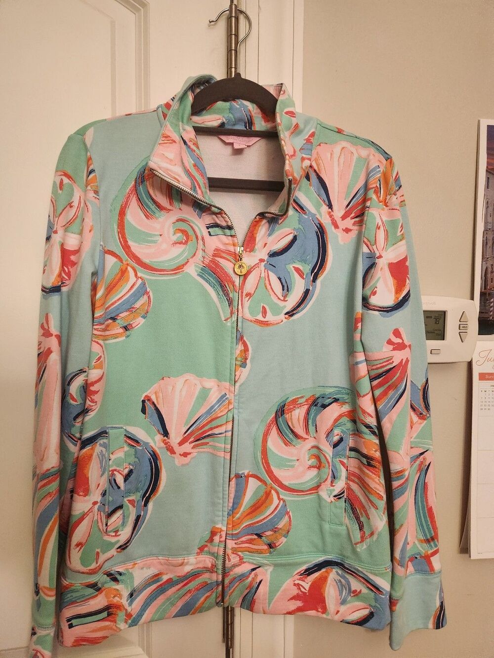 Lilly Pulitzer Full-Zip Jacket in "Going Coastal" Tropical Shell Print Size S